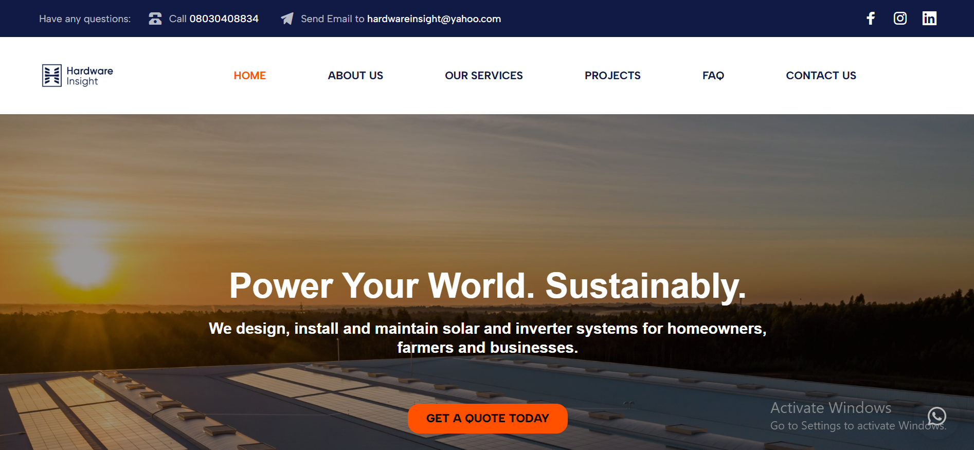 Hardware Insight homepage screenshot